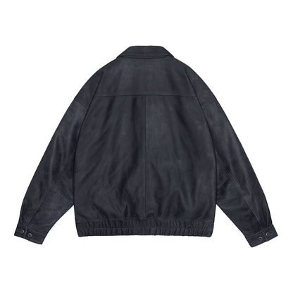 CES29JK02 COMMUNITY LEATHER JACKET GREY