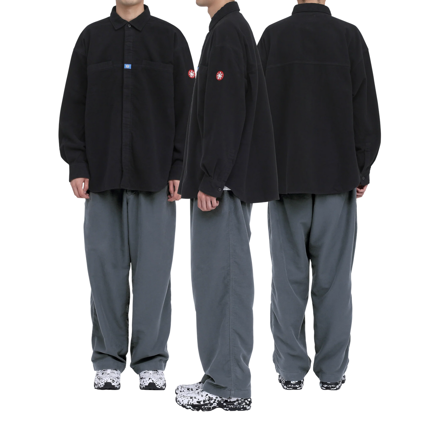 CES29SH01 BRUSHED COTTON DESIGN BIG SHIRT BLACK