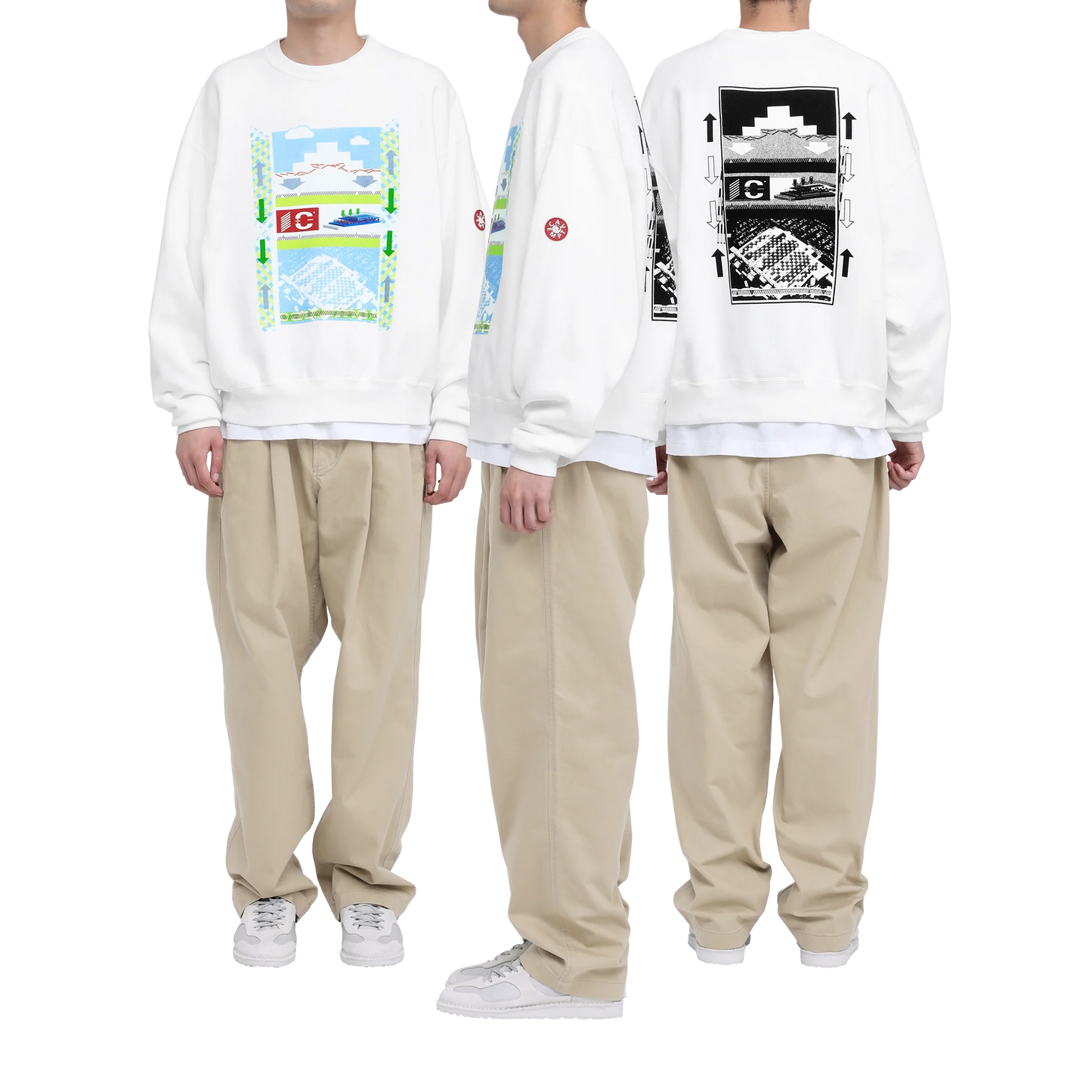 CES29CS02 AS Objects from shapes CREW NECK WHITE