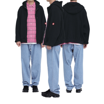 CES29CS14 WIDE RIB BIG HEAVY ZIP HOODY BLACK