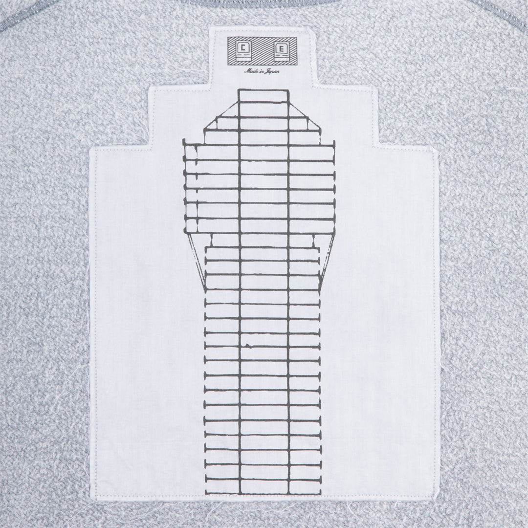 CES30CS10 OVERDYE PANEL SHOULDER CREW NECK GREY