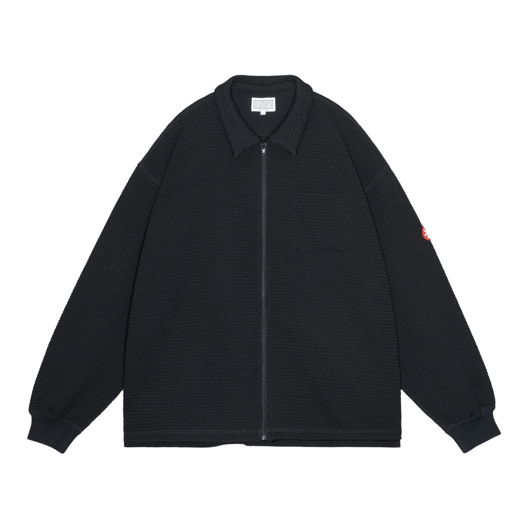 CES30CS21 WAFFLE PE JERSEY ZIP SHIRT BLACK