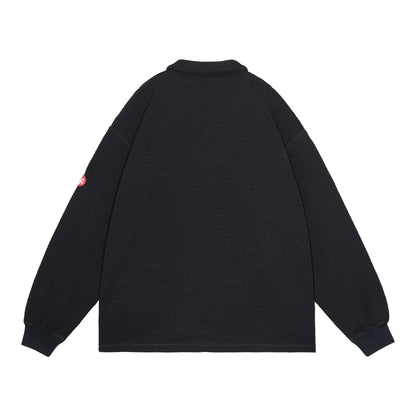 CES30CS21 WAFFLE PE JERSEY ZIP SHIRT BLACK
