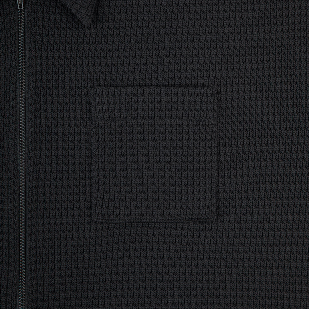 CES30CS21 WAFFLE PE JERSEY ZIP SHIRT BLACK