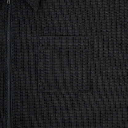 CES30CS21 WAFFLE PE JERSEY ZIP SHIRT BLACK
