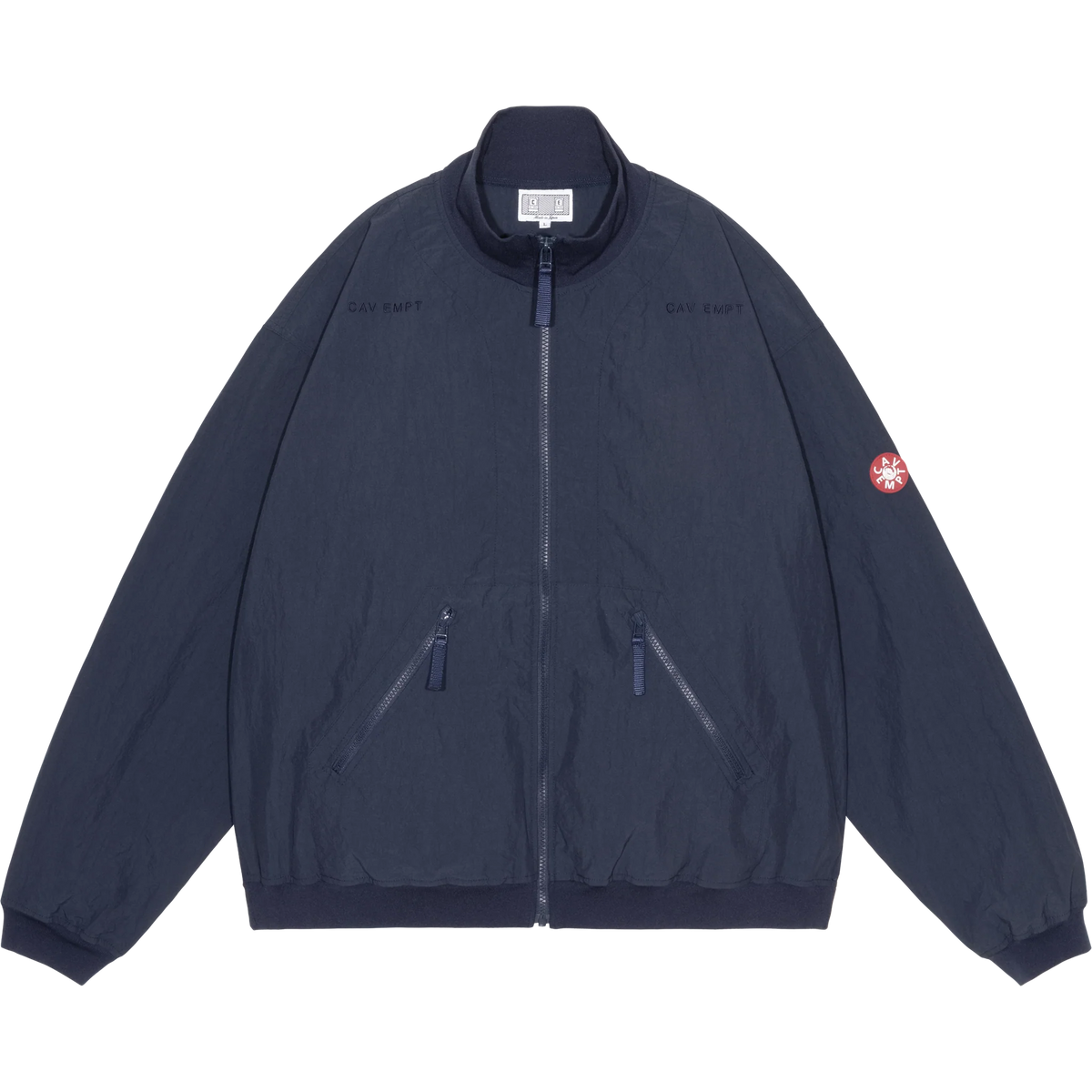 CES30JK14 RIB COLLAR NYLON ZIP UP NAVY