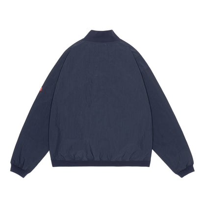 CES30JK14 RIB COLLAR NYLON ZIP UP NAVY