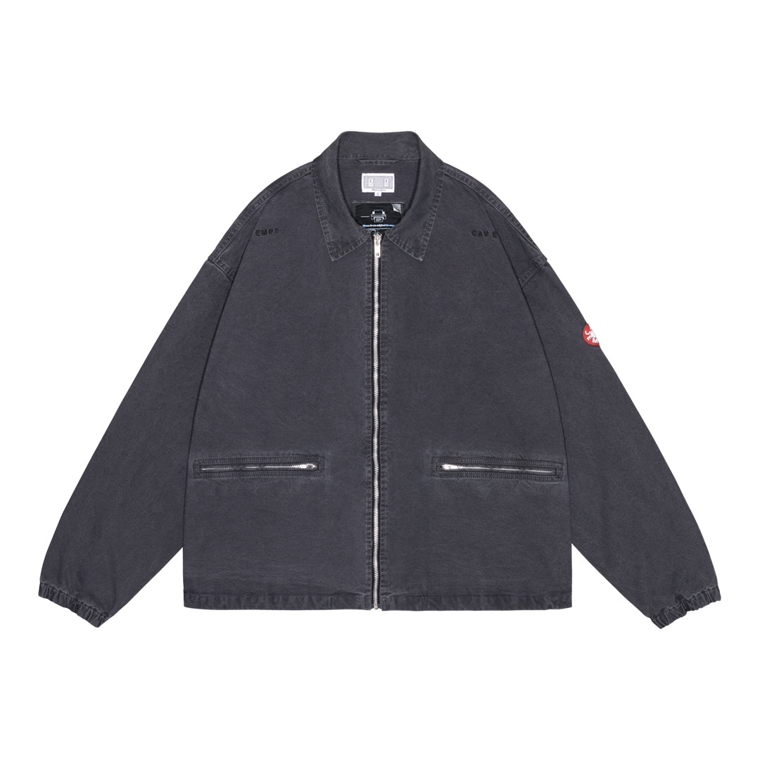 CES30JK22 WASHED COTTON CANVAS ZIP JACKET BLACK