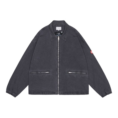 CES30JK22 WASHED COTTON CANVAS ZIP JACKET BLACK