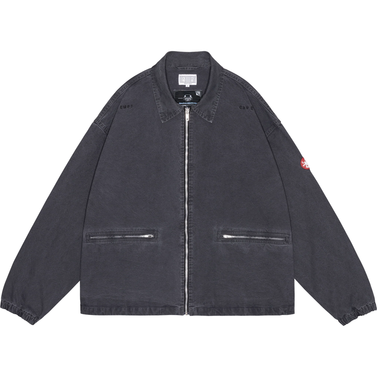 CES30JK22 WASHED COTTON CANVAS ZIP JACKET BLACK
