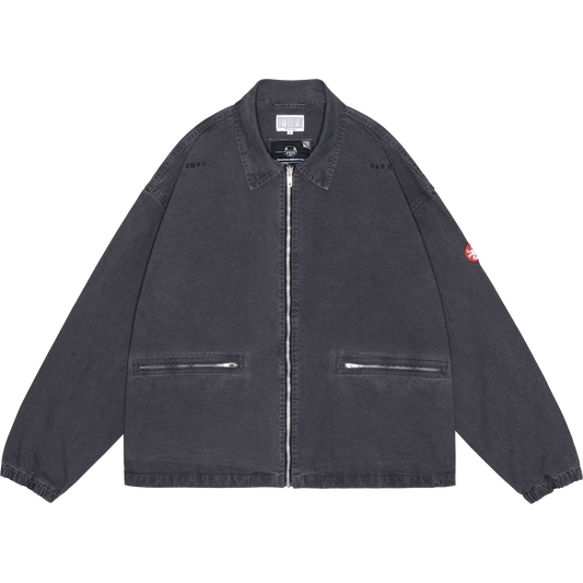 CES30JK22 WASHED COTTON CANVAS ZIP JACKET BLACK