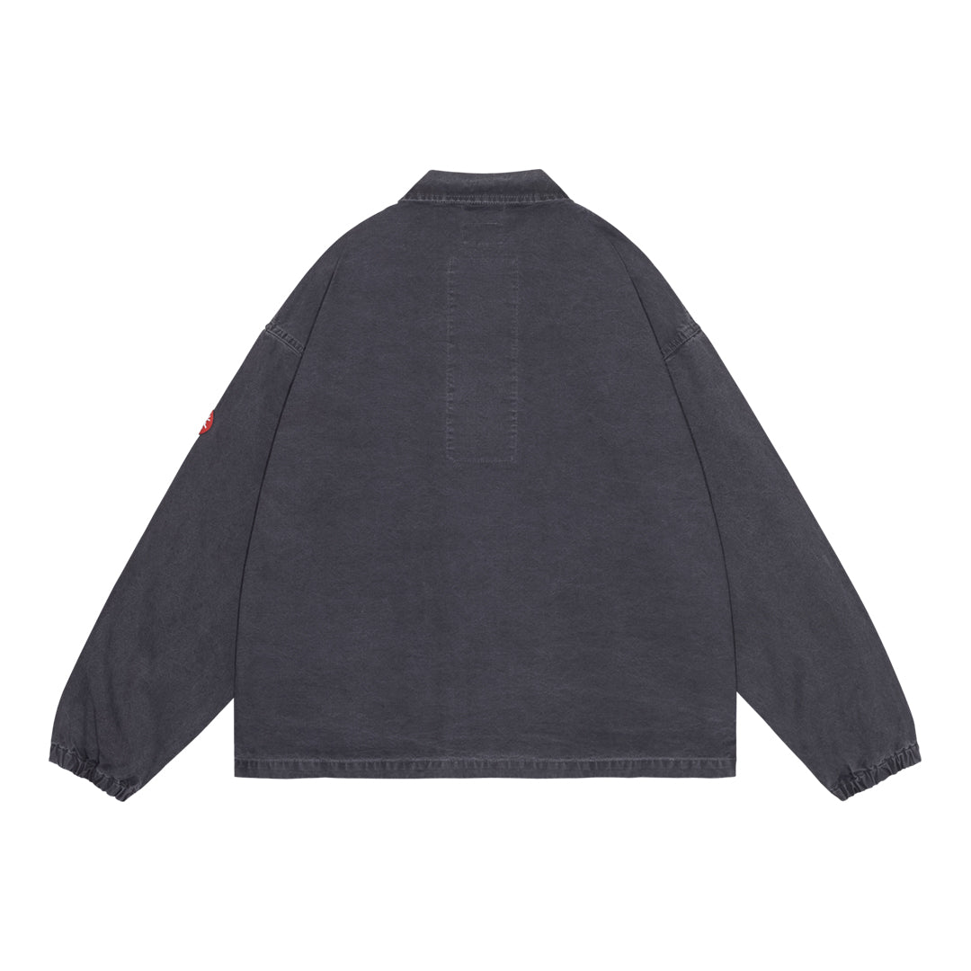 CES30JK22 WASHED COTTON CANVAS ZIP JACKET BLACK
