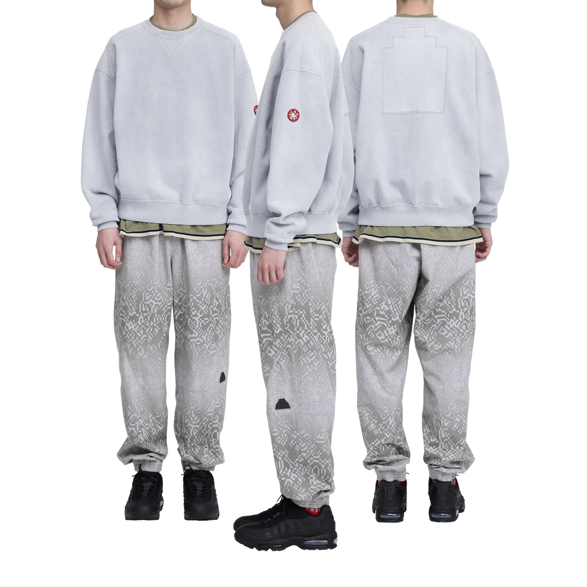 CES30CS10 OVERDYE PANEL SHOULDER CREW NECK GREY