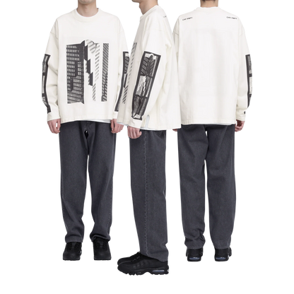 CES30LT04 WASHED MD CoincidEnt LONG SLEEVE T WHITE