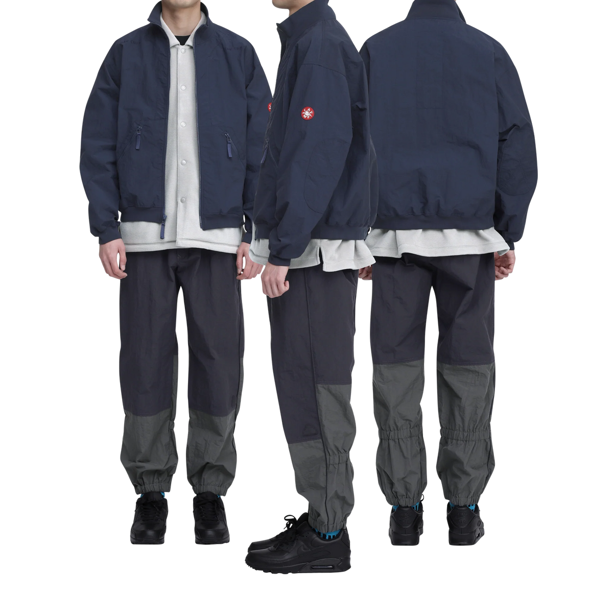 CES30JK14 RIB COLLAR NYLON ZIP UP NAVY