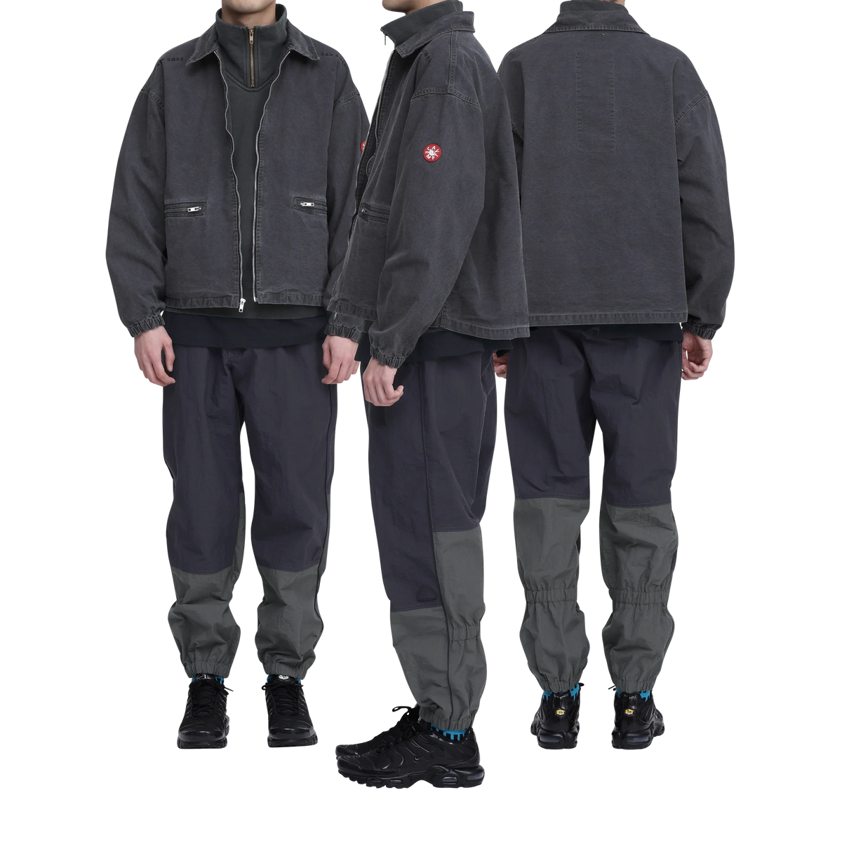 CES30JK22 WASHED COTTON CANVAS ZIP JACKET BLACK