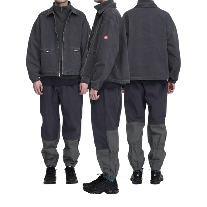 CES30JK22 WASHED COTTON CANVAS ZIP JACKET BLACK