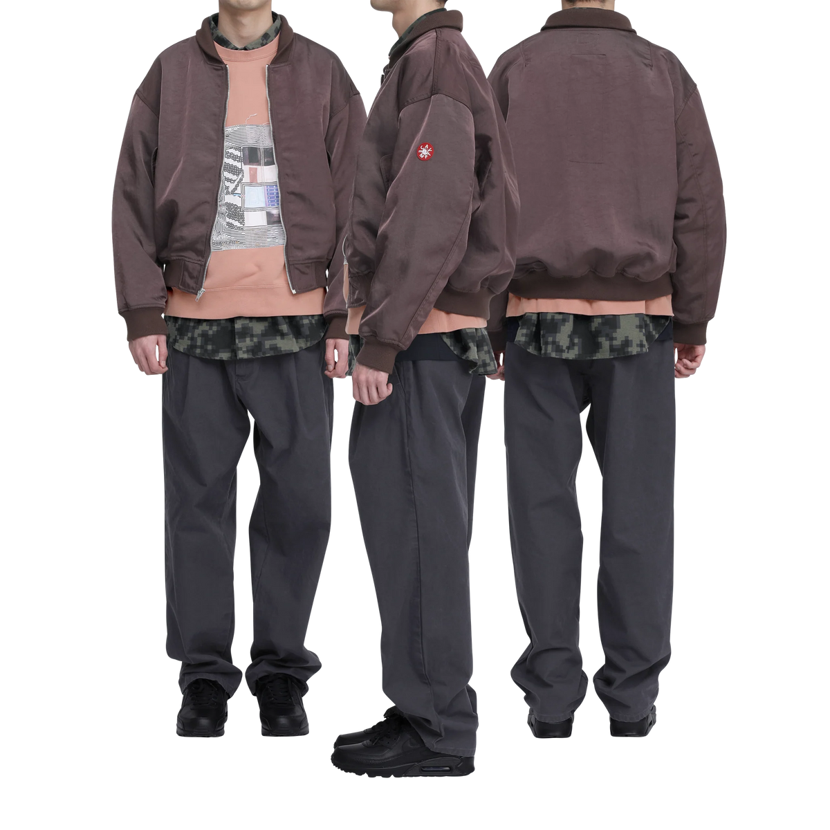 CES30JK16 NYLON TWILL ZIP JACKET BROWN