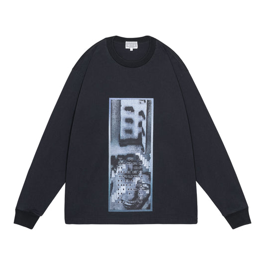 CES30LT01 WASHED AS Mere Reality LONG SLEEVE T BLACK