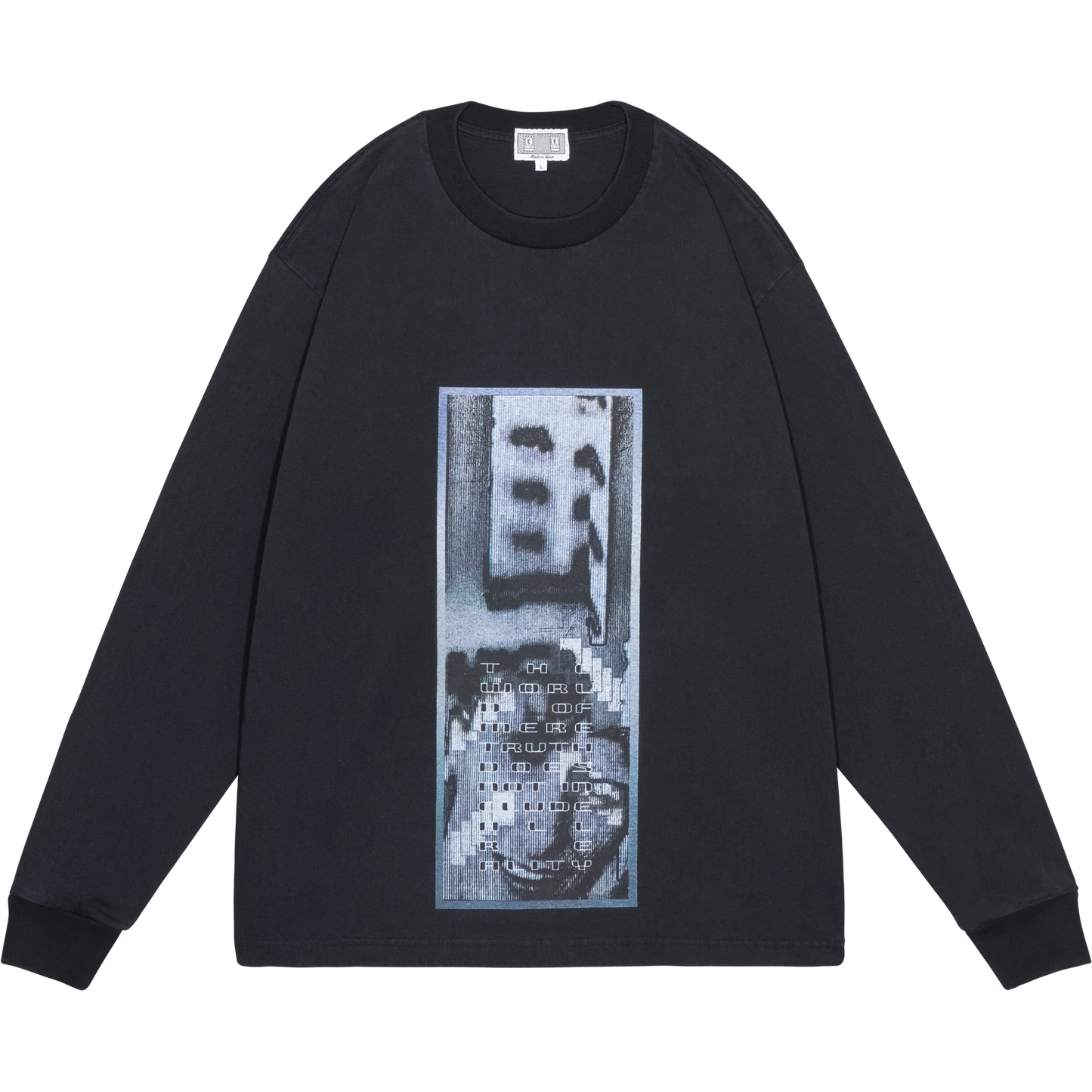 CES30LT01 WASHED AS Mere Reality LONG SLEEVE T BLACK