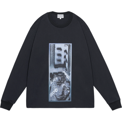 CES30LT01 WASHED AS Mere Reality LONG SLEEVE T BLACK