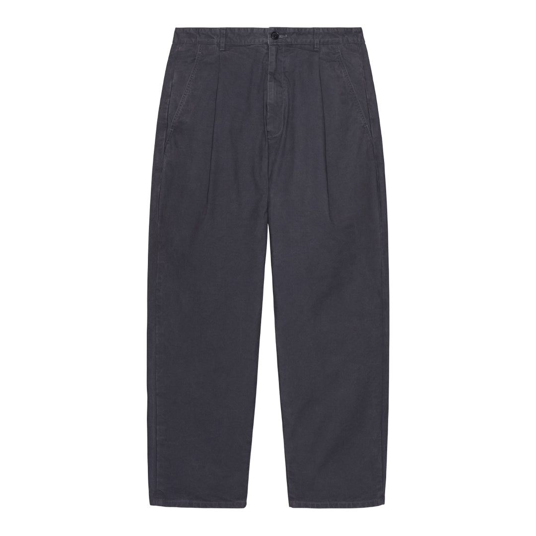 CES30PT07 WASHED COTTON CANVAS ONE TUCK PANTS BLACK