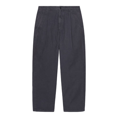 CES30PT07 WASHED COTTON CANVAS ONE TUCK PANTS BLACK