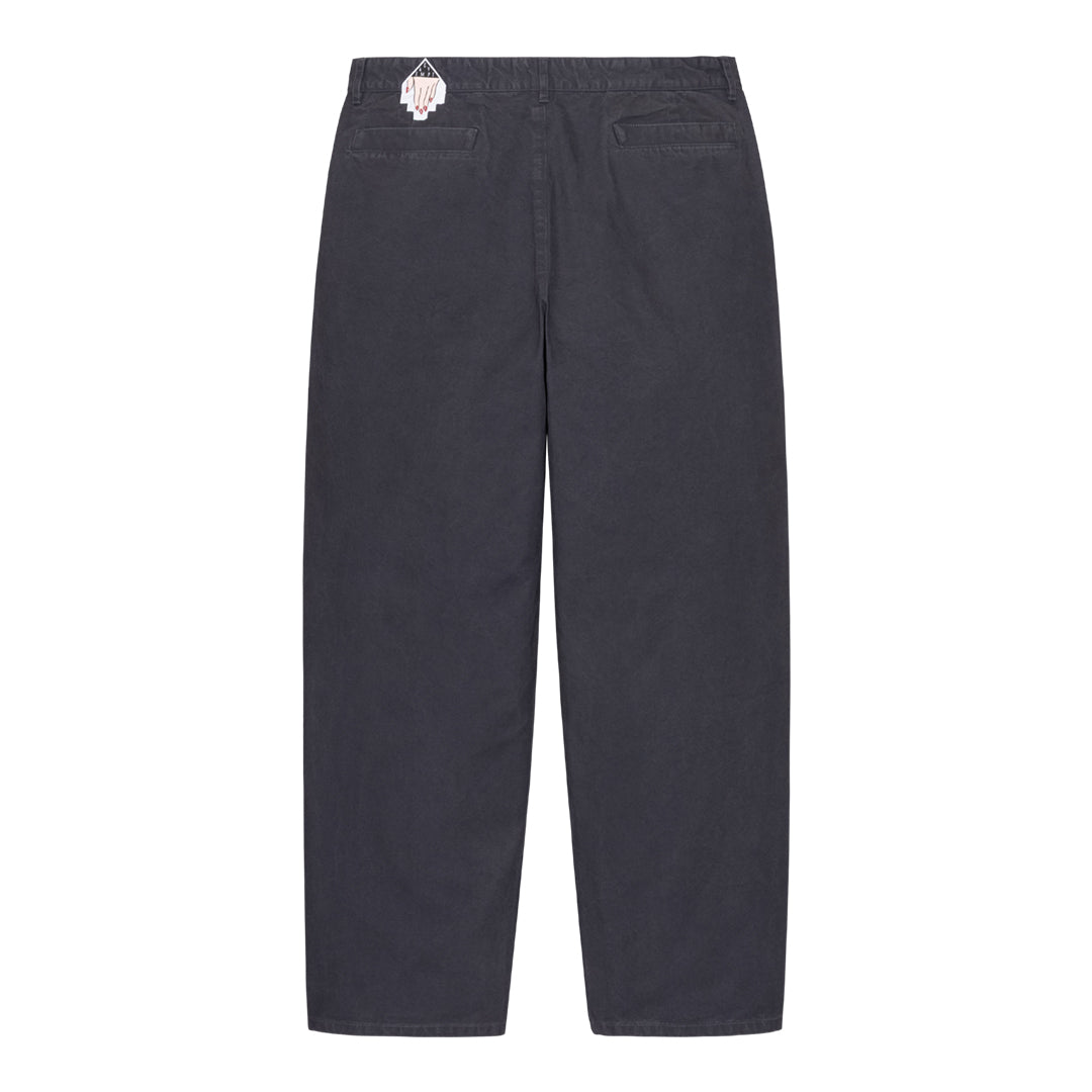 CES30PT07 WASHED COTTON CANVAS ONE TUCK PANTS BLACK