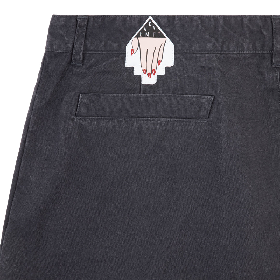 CES30PT07 WASHED COTTON CANVAS ONE TUCK PANTS BLACK