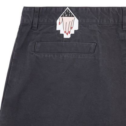CES30PT07 WASHED COTTON CANVAS ONE TUCK PANTS BLACK