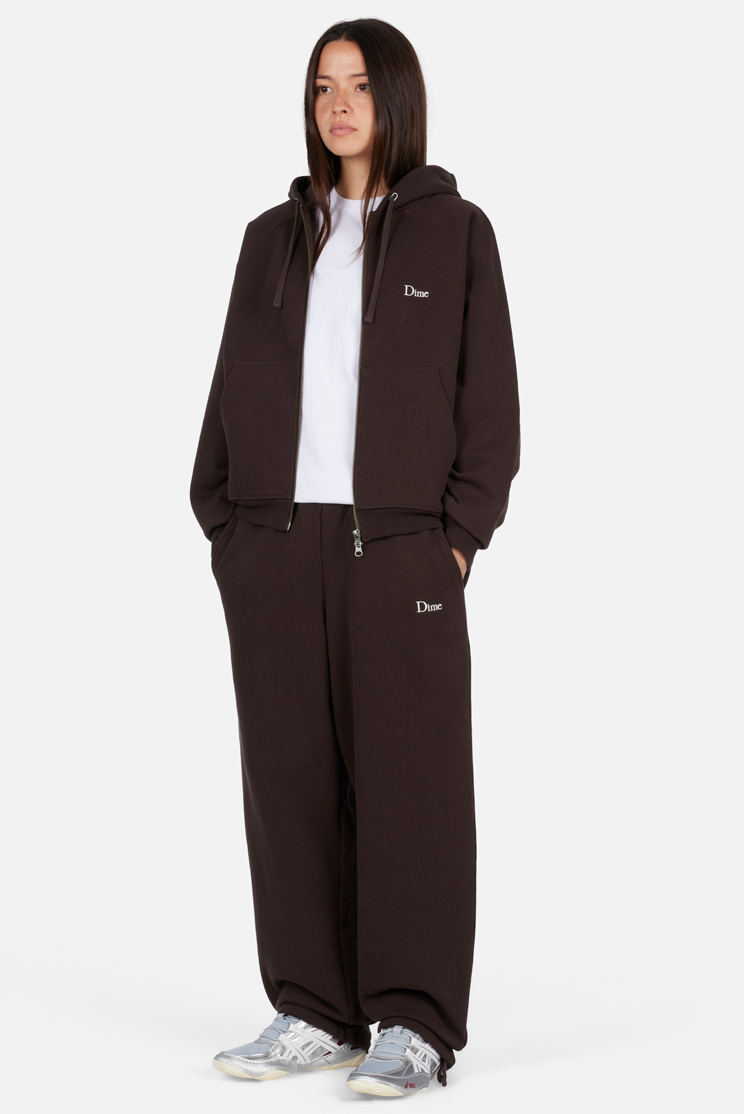 Classic Small Logo Zip Hoodie Dark Brown