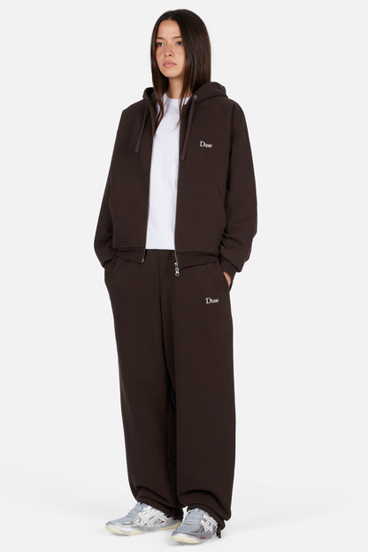 Classic Small Logo Zip Hoodie Dark Brown