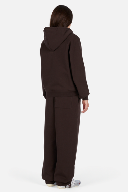 Classic Small Logo Zip Hoodie Dark Brown