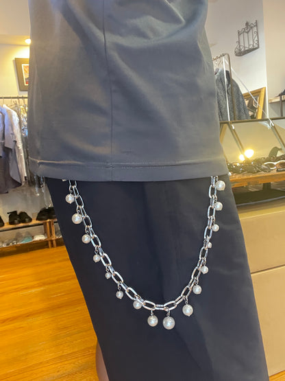 004342813 Pearl Wallet Chain Silver