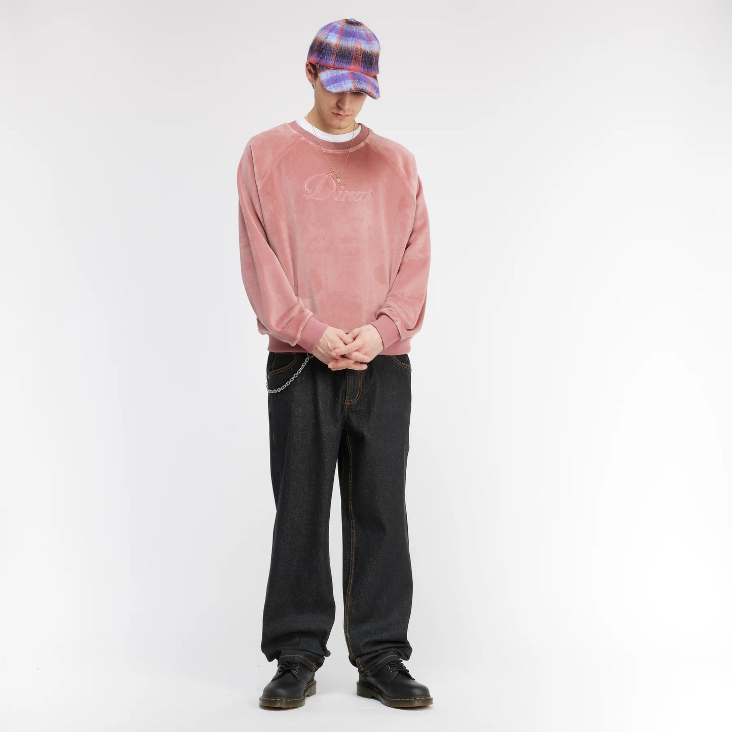 Cursive Velvet Crewneck Dusty Pink