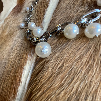 004342813 Pearl Wallet Chain Silver