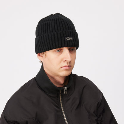 Cursive Rib Beanie BLACK