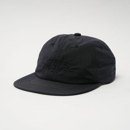 GB26FW-001 SOFT BRIM 6 PANEL CAP w/ CHIN STRAP (OFFLINE) BLACK
