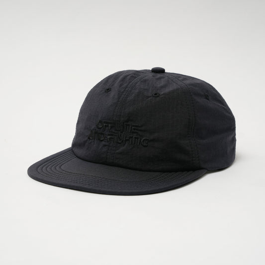 GB26FW-001 SOFT BRIM 6 PANEL CAP w/ CHIN STRAP (OFFLINE) BLACK
