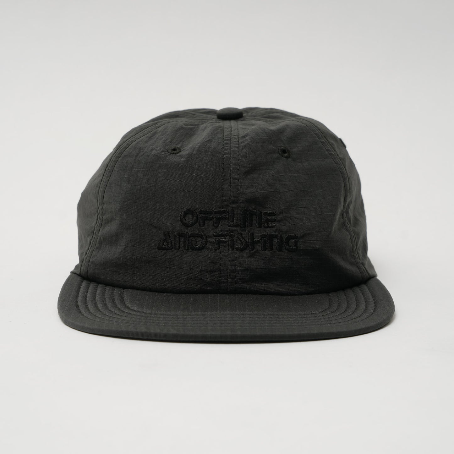 GB26FW-001 SOFT BRIM 6 PANEL CAP w/ CHIN STRAP (OFFLINE) BLACK