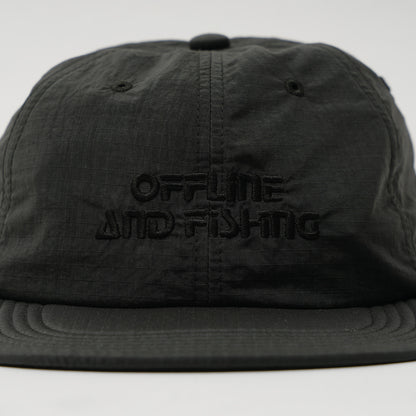 GB26FW-001 SOFT BRIM 6 PANEL CAP w/ CHIN STRAP (OFFLINE) BLACK