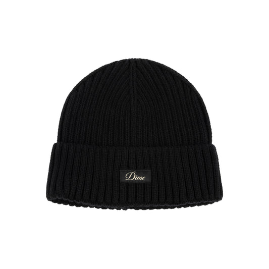 Cursive Rib Beanie BLACK