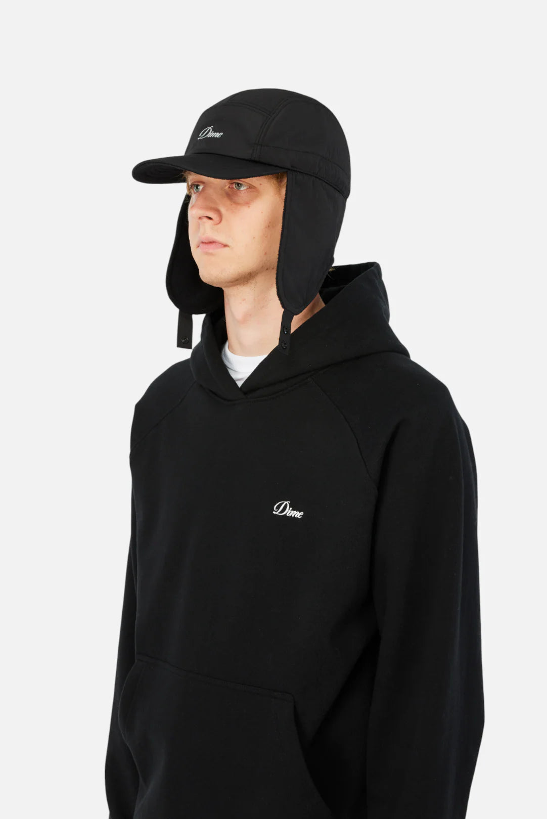 Cursive Earflap Cap Black
