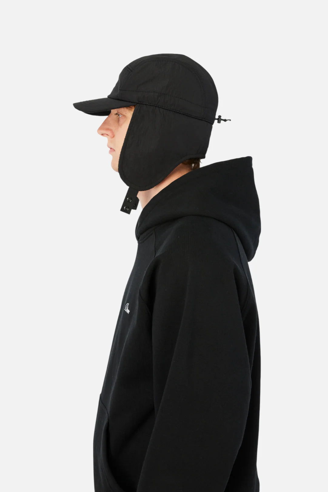 Cursive Earflap Cap Black