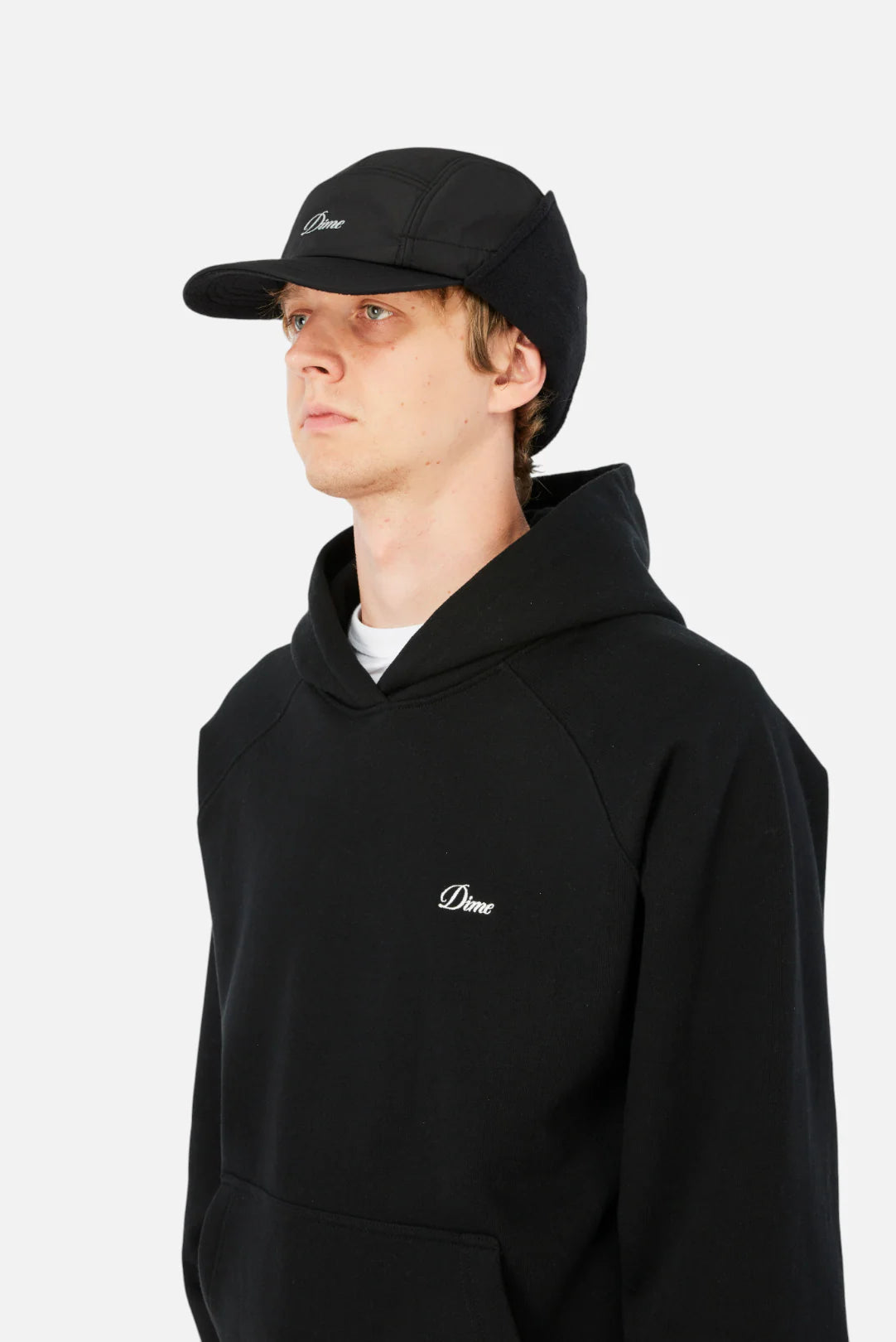 Cursive Earflap Cap Black