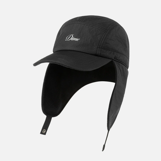 Cursive Earflap Cap Black