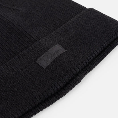 Cursive Rib Beanie Black