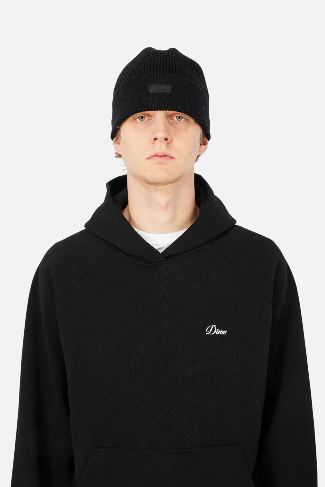 Cursive Rib Beanie Black