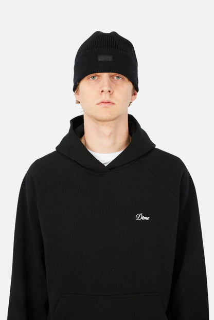 Cursive Rib Beanie Black