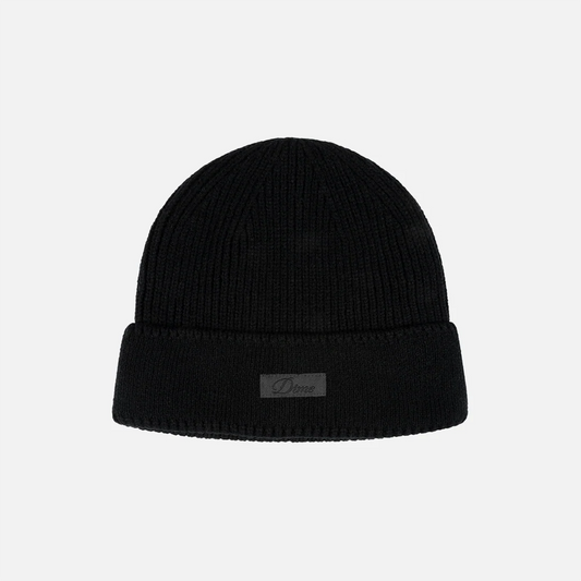 Cursive Rib Beanie Black